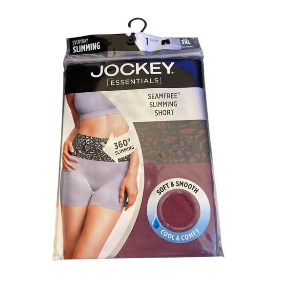 Jockey Essentials Women's 3XL Seamfree Slimming Short BURGUNDY CURRANT Shorts - Picture 1 of 2
